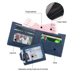 OEW201 ID Credit Card Cases Men Retro PU Leather Wallet Classic Money Clip Zipper Coins Purse Short Wallets For Men