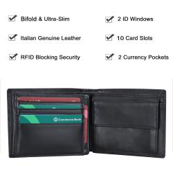 Trifold Leather Wallet for Men RFID Blocking Anti-Theft Credit Card Holder Wallet
