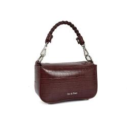 2021 designer crocodile pu bags ready inventory handbags Burgundy famous brands ladies bags with Woven braid handle