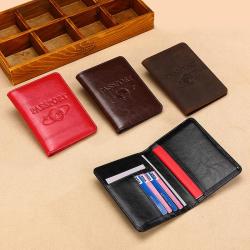 RFID Passport Bag Crazy Horse Leather Travel Wallet For Men Credit Card Cover Boarding Passes Notes Travel Passport Holder