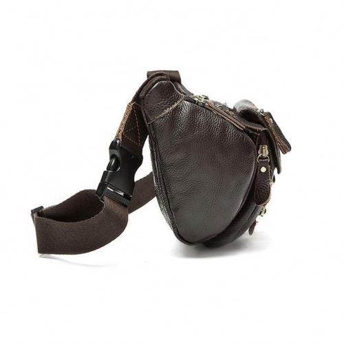 Fashion Small Cow Leather Chest Sling Pack Outdoor Leisure Shoulder Bag for Men