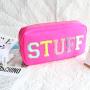 Low MOQ Stock Cute Small Pouch Travel Zipper Jelly Cosmetic Bag Custom Designer Chenille Patches Letter Makeup Bags