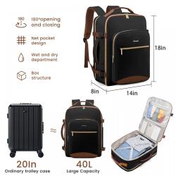 Flight Approved 40L Luggage Carry On Backpack with 3 Packing Cubes 17.3inch Large Daypack Laptop Travel Backpack for Woman Men