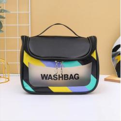 KBW319 Hot Wholesale PU Waterproof Transparent Cosmetic Toiletries Bag Portable Large Capacity Splicing Storage Bag