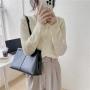 New large capacity PU leather shoulder bag simple white collar female handbag fashion handbag