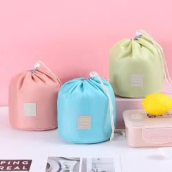 Travel cosmetic bag waterproof cylinder wash bag portable organizer cosmetic lazy drawstring makeup bag for women