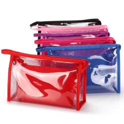 PVC Travel Toiletry Makeup Pouch Custom Logo Multicolor Clear Transparent Travel Zipper Cosmetic Bag Set
