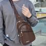 OEM766 Hot Sale USB PU Leather Fashion Men And Women Travel Crossbody Bag Men Shoulder Bag Chest Bags Outdoor Sports Backpack