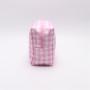 Keymay Custom Wholesale Pink Cosmetic Bag Travel Organizer Zipper Pouch Plaid Checkered Makeup Bag