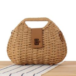 ZF371 New Fashion Shell Handbag Rattan Woven Bag For Summer Shoulder Bags For Girl Lovely Rattan Woven Ladies Bags