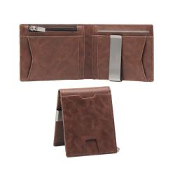 Customized leather good leather money clip bifold wallets minimalist card holder DDP shipping