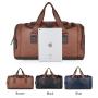 Custom Print Vintage Waterproof PU Leather Outdoor Handbag Shoulder Weekend Gym Luggage Travel Duffel Bag for Men