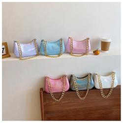 Simple fashion design solid color women's bag 2024 summer new chain sling cross shoulder bag