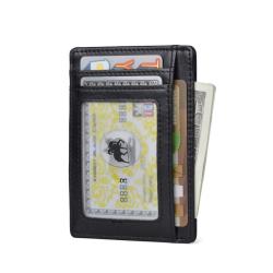 OEM171 New Fashion Men Wallet Slim Credit Card Case Genuine Leather Front Pocket Wallet RFID Blocking Purses Money Clip