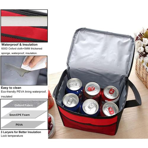 Gelory Small Insulated Lunch Box 6 Cans Cooler Lunch Bag Reusable Thermal Lunch Tote Bag for Office Work