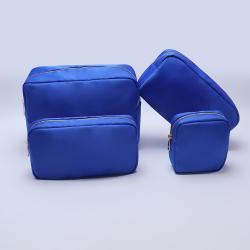 Keymay New Arrival Camel Color Nylon Bag Make Up Pouch Cosmetic Bag Chenille Varsity Letter Patch Travel Makeup Bag