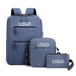 Wholesale Custom Lightweight Three-piece Set Large Capacity Computer Laptop Backpack With Crossbody Bag and Clutch Bag