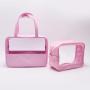 RTS Large Capacity Clear Makeup Bags With Chenille Letter Patches Waterproof Beach Transparent Toilet Cosmetic Bag with Handle