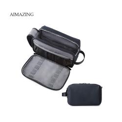 Black Large High-Quality Men's Toiletry Bag with Multiple Compartments Durable Material Large Capacity for Travel Gym Use