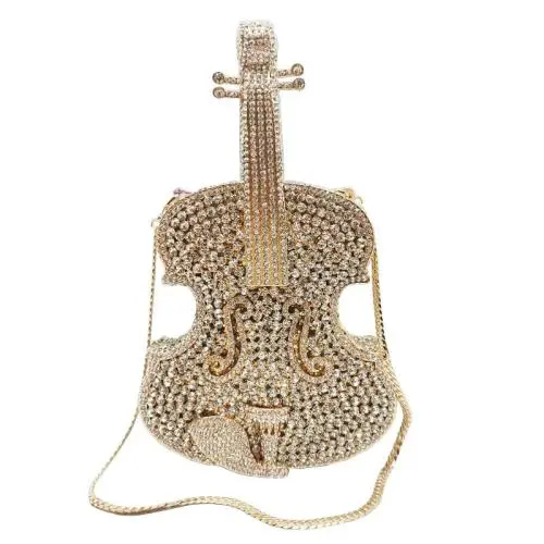 2024 Custom Crystal Evening Shoulder Violin Bag For Women Boutique Jewelry Clutch