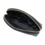 Cross Texture PU Leather Embossed Logo Toilet Bag with Gold Metal Zipper
