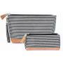 Custom Stripe Printed Makeup Pouch Travel Portable Recycled Eco Friendly Oxford Cosmetic Bag For Women