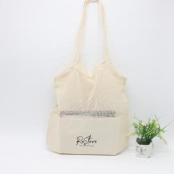 Eco Friendly Washable Cotton Mesh Shopping Tote Bag Fruit Pouch Vegetables Packaging Handle Shopping Cotton Mesh Bag