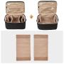 Double Layer Travel Makeup Bag with Strap Large Cosmetic Case Organizer Fits Bottles Vertically