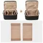 Double Layer Travel Makeup Bag with Strap Black Travel Hanging Makeup Bag Top Layer for Brushes