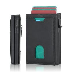 Wallet for Men Pop Up Case Cash Slot and Credit Card Slot Slim Aluminum Wallet with RFID Blocking Minimalist Leather Wallet