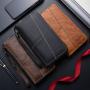 ZR930 New Fashion Men's Long Wallet PU Leather Retro Simple Handheld Billfold ID Card Holder Leisure Bag Money Clip Custom Logo