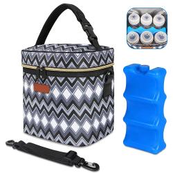 Print Pattern Leakproof Breast Milk Cooler Breastmilk Storage Bag Portable Breast Milk Cooler Bag With Contoured Ice Pack