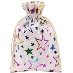 Gelory 5x7 Inch Color Star Burlap Gift Linen Drawstring Bags Jewelry Pouches For Party Wedding Favors Crafts