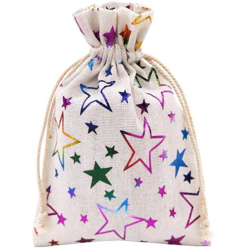 Gelory 5x7 Inch Color Star Burlap Gift Linen Drawstring Bags Jewelry Pouches For Party Wedding Favors Crafts