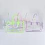 New Fashion Custom Design Multi Colors Handbag Tote Bag Portable Waterproof Summer Beach Girls Transparent Clear PVC Handbag