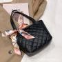 2024 Ladies Handbag Embroidered Scarf Shopping Bag Minimalist Korean Edition Large Capacity Shoulder Bag Fashion Style
