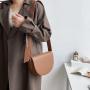 2024 Female Solid Color Saddle Design One-shoulder Crossbody Bag Fashion Trend Semicircle Pu Bag Clamshell  Saddle Bag