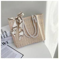 Large Capacity Rattan Tote Bag Fashion Straw Braided Handbags  Beach Bag for Women