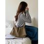 New autumn and winter soft leather drawstring pleated bag versatile solid color shoulder bag with large capacity underarm bag