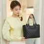 Wholesale High Quality Ladies Luxury Texture Rhombus Large Capacity Handbags Women Travel Shopping Tote Bag