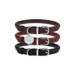 Factory eco-friendly high quality luxury genuine leather dog collar
