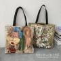 Large Capacity Cartoon Printed Canvas Mommy Tote Bag Cute Shoulder Student Bag Portable Design