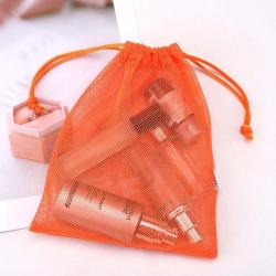 Custom Logo Label Nylon Mesh Drawstring Bag For Skincare Packing Wholesale Nylon Mesh Net Bag