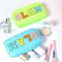Factory direct supply of fashion solid color towel embroidered nylon letters makeup bag ladies casual waterproof Cosmetics Bags