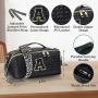 Custom Luxury Makeup Bag Letter patch woven embossed 2 in 1 design crossbody and travel cosmetic bag with strap