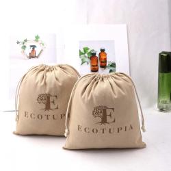 Hot Sale Natural Cotton Canvas Sachet Shopping Bag Custom Logo Printed Cotton Double String Dust Packaging Canvas Pouch
