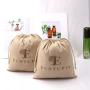 Hot Sale Natural Cotton Canvas Sachet Shopping Bag Custom Logo Printed Cotton Double String Dust Packaging Canvas Pouch