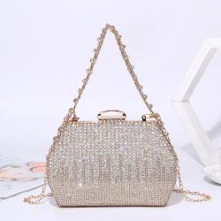 New rhinestone chain shoulder bag handbags silvery fashion purses ladies crossbody bags box evening clutch bag pochette femme
