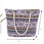 Gelory Elephant Pattern Large Capacity Zipper Beach Bag Women One Shoulder Tote Shopping Bag