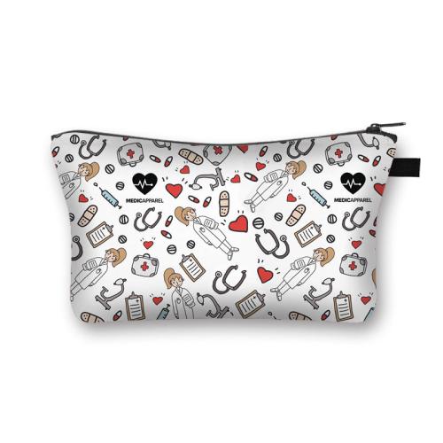 Make Up Pu Leather Flowers 3D Print Fashion Women Brand Makeup Insulated Cosmetic Bag